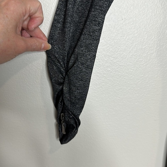 CACHE Metallic Shimmer Body Con Midi Dress | Size: Small | Dark Gray & Silver - Picture 5 of 12